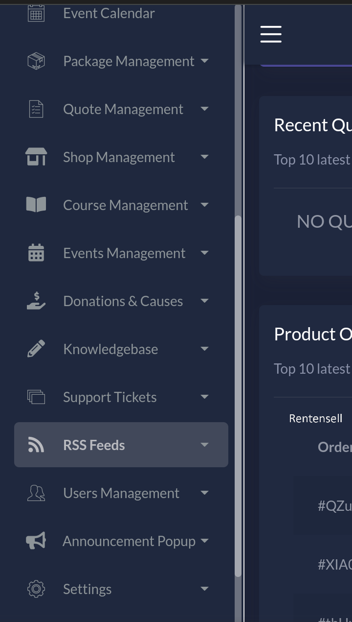 Website with admin back office
